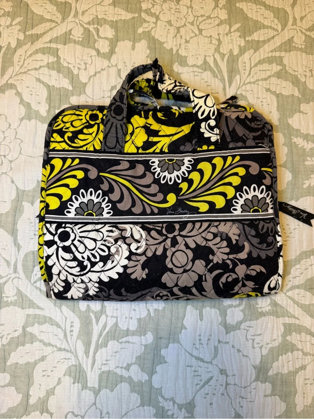 Vera Bradley Baroque Black, Yellow & White Quilted Hanging Cosmetic Organizer